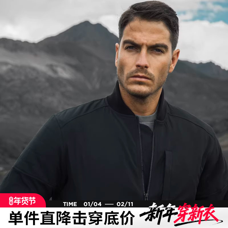 AK男装秋冬新款复古纪念版防风防水碳素磨毛弹力棒球领机车棉服男