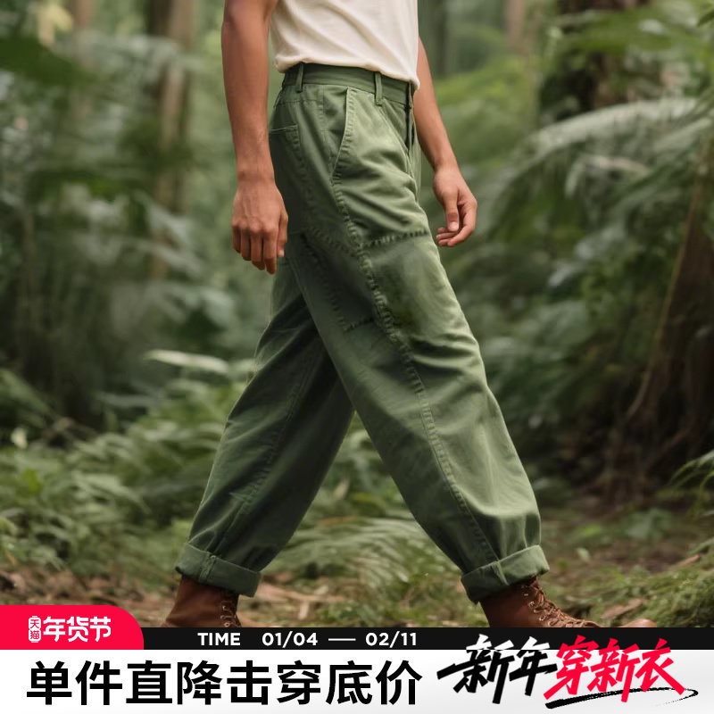AK男装夏季新款复古经典宽松棉质斜纹直筒长裤工装裤卡特裤男,男装,休闲裤,淘宝优惠券,粉丝福利购,淘宝优惠卷