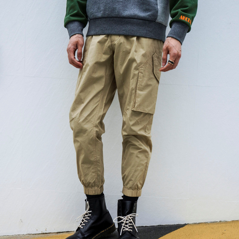 AK轻复古棉质橡筋收口休闲长裤