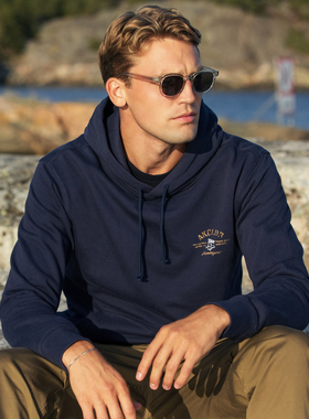 AK男装新款棉质海明威系列复古印花加绒连帽卫衣男