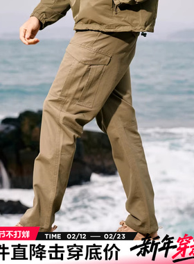 AK男装新款复古经典立体腿袋高密防风休闲直筒长裤男