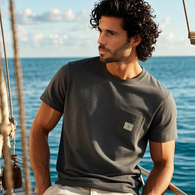 AK复古棉质小落肩版短袖T恤