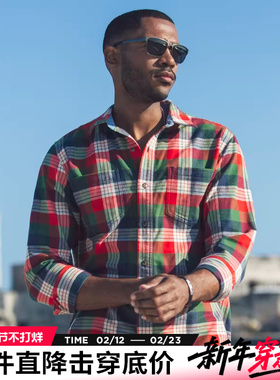 AK男装春夏新品纯棉宽松休闲格纹衬衫男