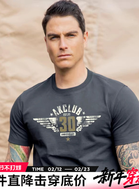 AK男装夏季新款轻复古30周年凉感翅膀印花圆领短袖T恤男