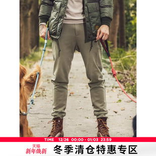 男潮牌街头宽松休闲百搭运动裤 复古重磅卡其色束脚卫裤 秋季 AK男装