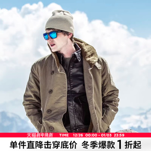 AK男装 防风保暖VINTAGE马奇诺双排扣大衣男 冬季