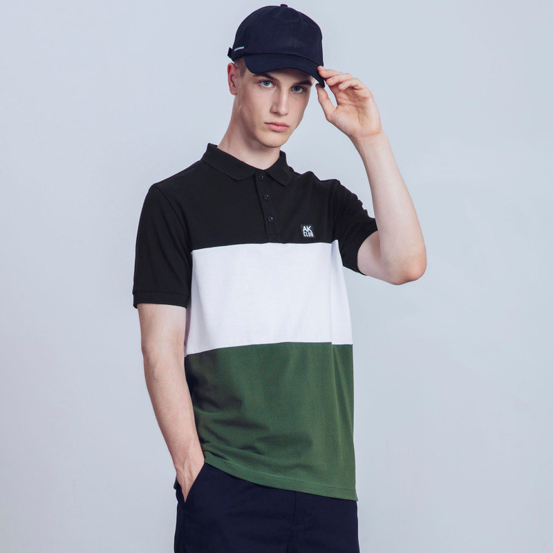 AKCLUB 玛丽莲梦露联名系列拼色块短袖POLO体恤衫夏季男新