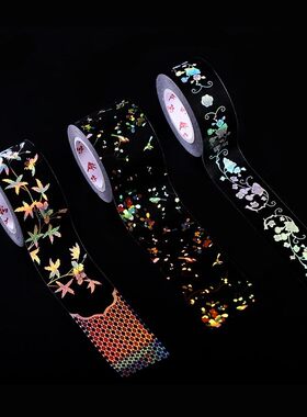 故宫绝版黑漆百宝嵌和纸胶带黑色中国风古风贴纸手账装饰复古胶带
