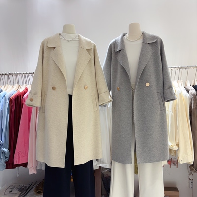 2025年冬季新款中长款毛呢外套气质双面羊绒呢大衣女宽松显瘦呢子