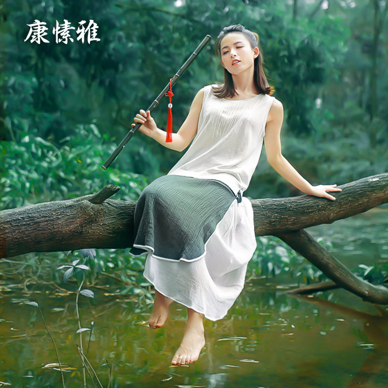 康愫雅亚麻禅修半身裙夏季2022