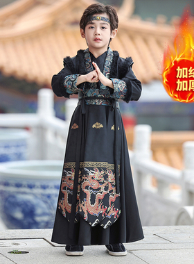 儿童古装汉服秋冬唐装少爷服男孩中国风武侠风古风帅气国学服新款