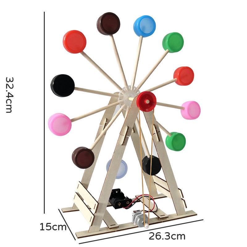 瓶盖摩天轮科学实验科技小制作 儿童手工DIY益智玩具科教模型材料