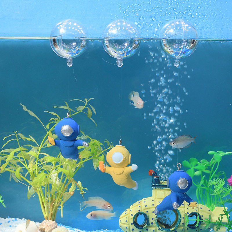 鱼缸造景水族摆件小红书网红观赏漂浮挂件潜水员悬浮树脂装饰