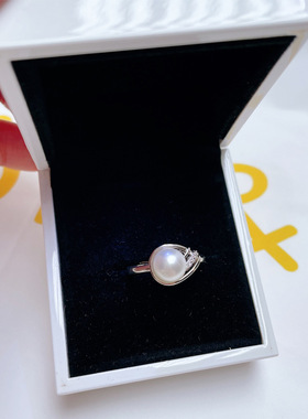 源产地个性珍珠戒指时尚淡水珍珠锆石戒指女指环白铜镀金直播天然