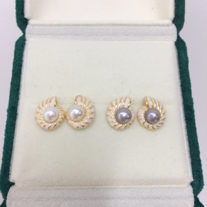 天然淡水珍珠耳环女可爱小海螺18K包金珍珠耳钉925银针