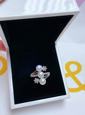 天然淡水珍珠戒指925半银铜镀金多珠迷你珍珠指环精选品质源产地