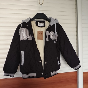 加厚绒,男女同款棒外套加棉假两件套连帽棒球服炸街潮外套,清仓