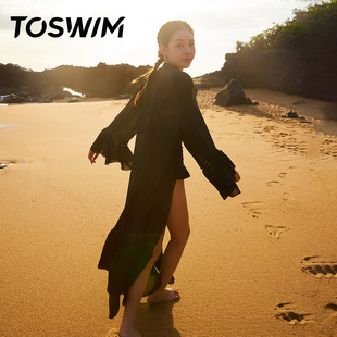 TOSWIM比基尼泳衣女士性感罩衫 游泳衣沙滩披纱网纱外套泡温泉 套装