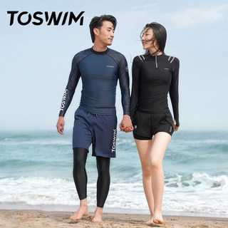 TOSWIM女士男士泳衣2024年新款长袖情侣装防晒套装冲浪服度假游泳