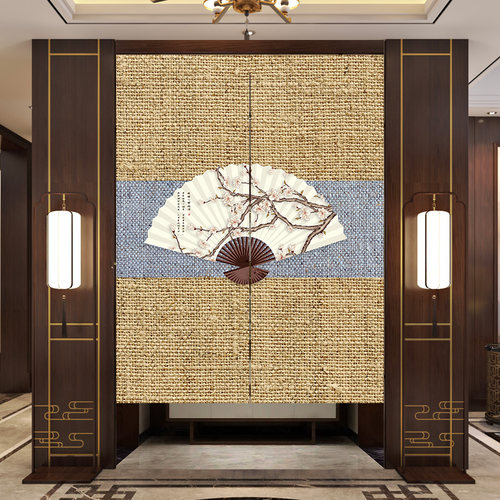 中式禅意门帘卧室客厅布帘玄关隔断帘茶室民宿酒店装饰帘子免打孔