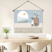 北欧简约花卉餐厅挂画卧室布艺客厅装 饰画挂布沙发床头背景墙挂毯