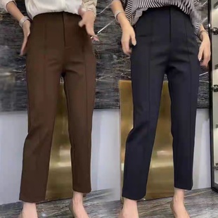 显瘦小脚直筒高腰烟管裤 收腹鱼骨裤 子 休闲裤 欧货2025春秋欧货新款