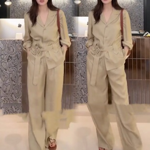 2026春夏季 百搭高级感气质西服外套 宽松阔腿裤 子时髦两件套 时尚
