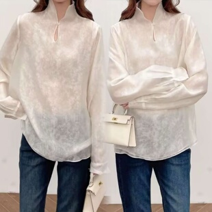 新中式洋气高贵清冷感上衣2026小众高级炸街女装国风薄款长袖衬衫