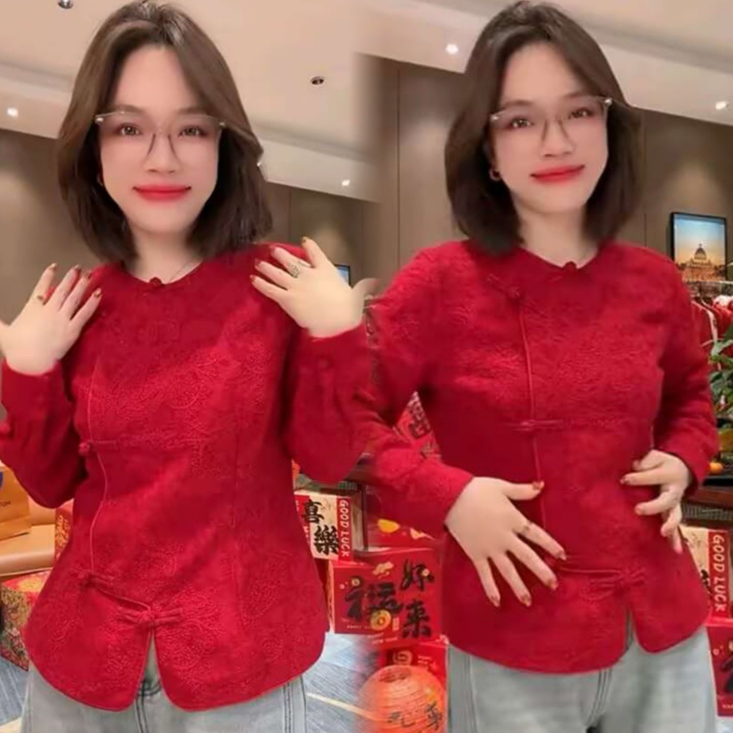 圆领气质衬衫显瘦提花盘扣上衣女