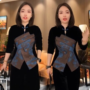 衬衫 2025秋季 立领盘扣拼接提花国风衫 洋气高级感新中式 上衣女 新款