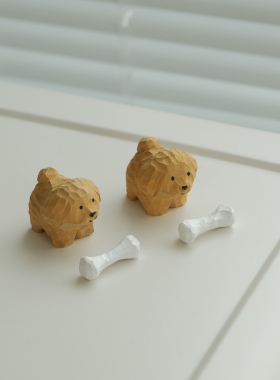 小狗汪汪 纯手工木雕小狗车载小狗摆件创意送朋友礼物寓意送人