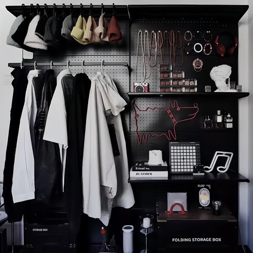 洞洞板置物架墙上挂墙收纳展示架子金属书桌墙面隔板壁挂式