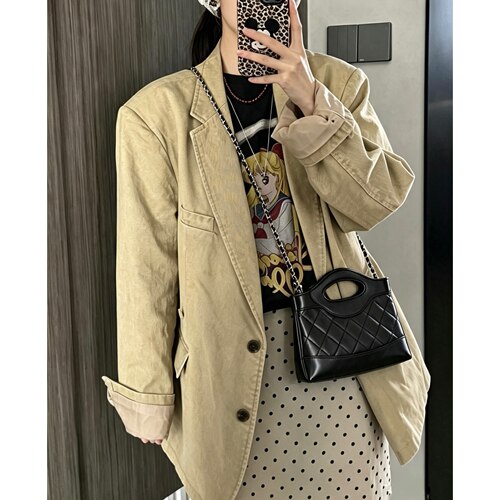 【31bag】复古风真皮手提包百搭单肩斜挎小方包轻便女包简约百搭