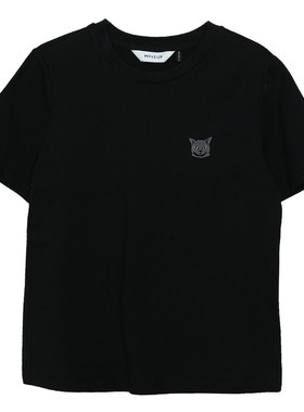 【商场同款】MOVEUP幻走2025春季新款纯棉趣味绣花设计 短款T恤女