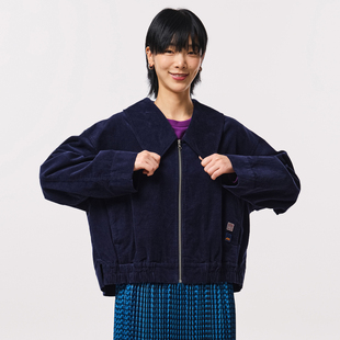 .FUN系列印花灯芯绒设计师纯棉短款 外套女 新款 MOVEUP幻走2023秋季