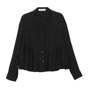 MOVEUP幻走2023秋季 翻领压褶设计师短款 衬衫 女123320403 新款