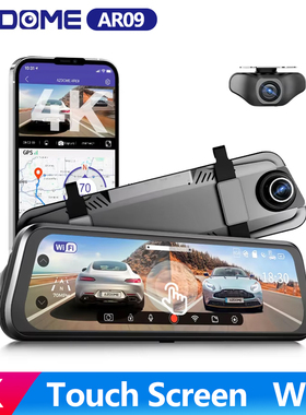 AZDOME 4K Car Mirror Recorder Touch RearView Dash Cam WiFi