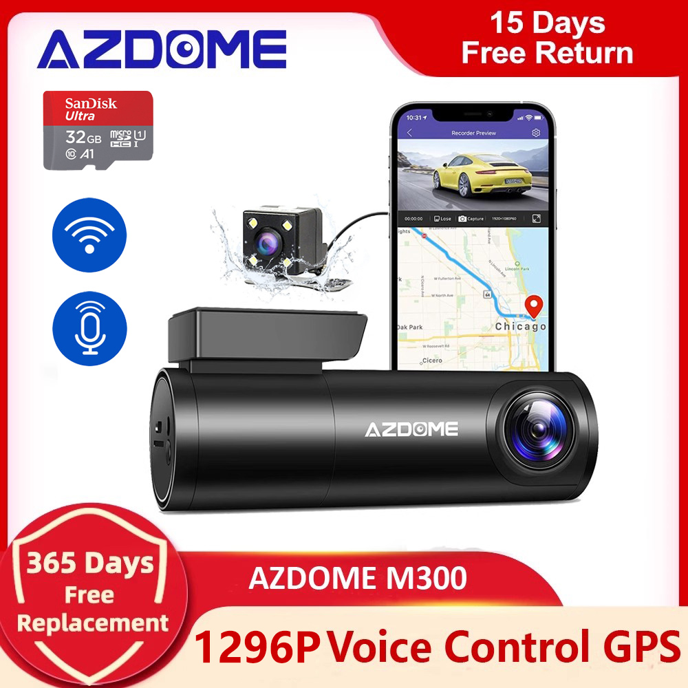 AZDOME 1296P Dash Cam English Voice Control WiFi G-Sensor 汽车用品/电子/清洗/改装 行车记录仪 原图主图