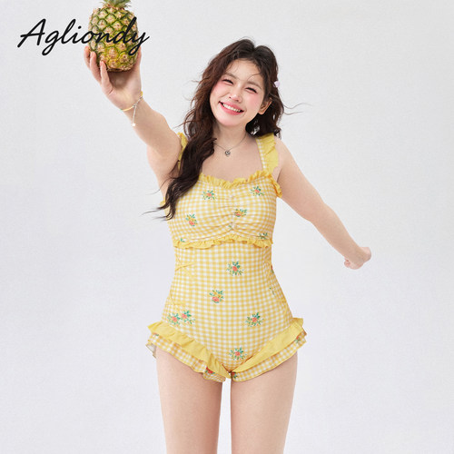 agliondy大码泳衣女款胖mm遮肉显瘦微胖高级感2026新款连体度假