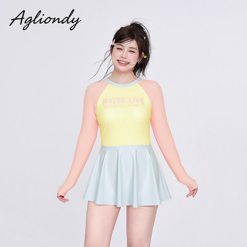 agliondy泳衣女胖mm大码遮肉显瘦竞速2026新款微胖女孩泡温泉泳衣