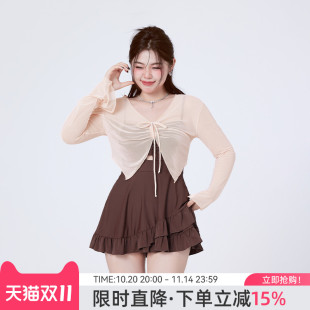 agliondy大码 高级 泳衣女温泉微胖女孩遮肉遮肚胖mm游泳衣2025新款