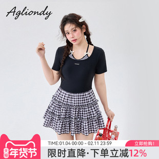 agliondy大码泳衣女泡温泉微胖女孩遮肉显瘦2025新款胖mm绝美泳衣