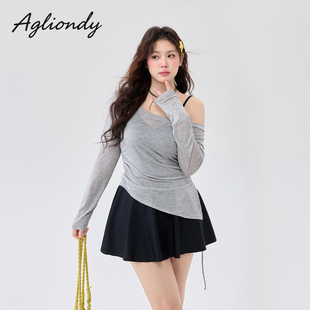 agliondy大码泳衣女泡温泉微胖遮肉显瘦2025新款胖mm高级游泳衣