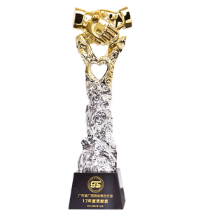 战略合作伙伴奖杯共赢签约纪念奖杯创意大气人气款中国风奖杯定制