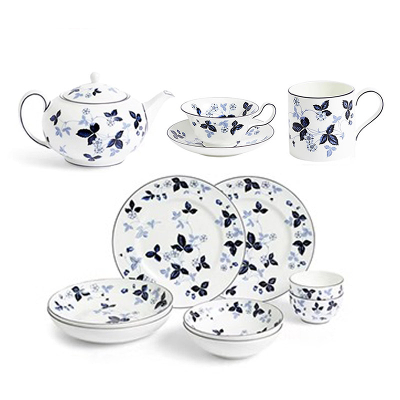 WEDGWOOD野草莓墨蓝骨瓷餐具碗盘