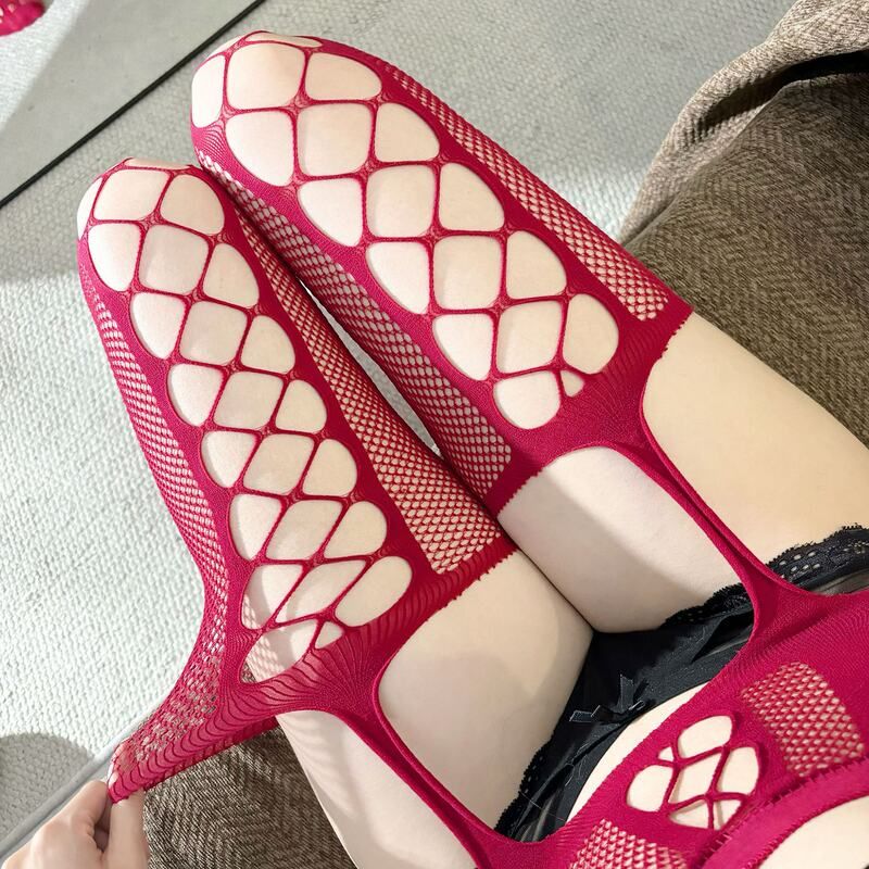 欧美风性感镂空提花吊带袜