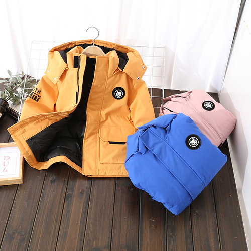 儿童工装羽绒服2024新款洋气男童加厚白鸭绒外套中大童男童羽绒服