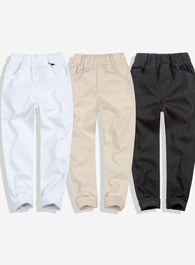 童装长裤男童休闲黑色长裤儿童单裤纯棉 中大童男童黑色休闲长裤