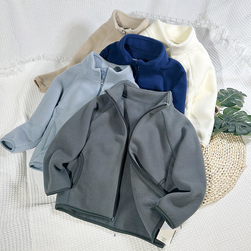 男童加绒秋冬立领摇粒绒外套