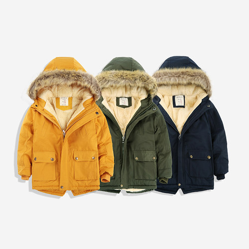 外贸儿童加厚毛领棉服冬装